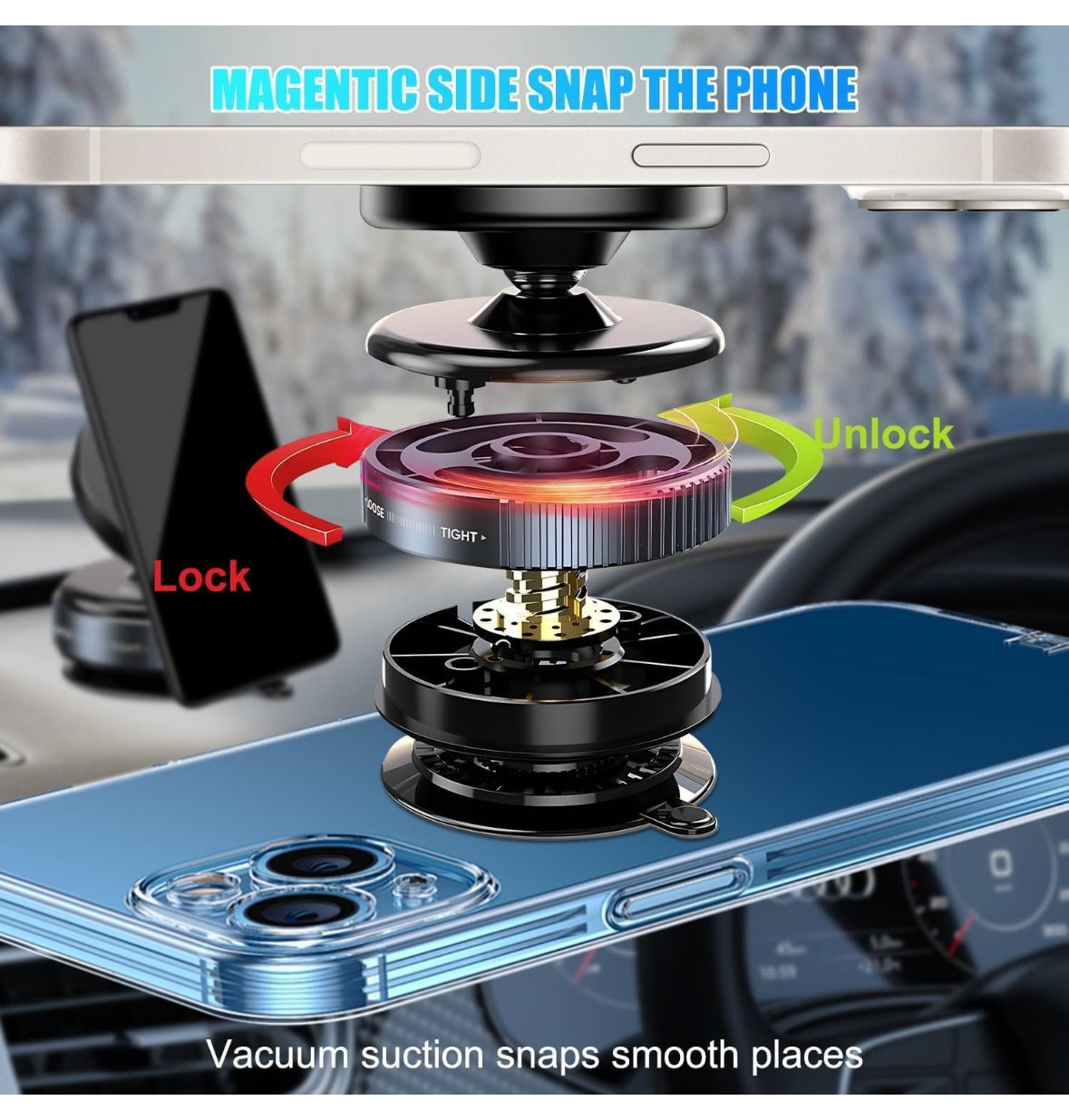 Agnix Vaccum Magnetic Phones Holder | 360° Adjustable |